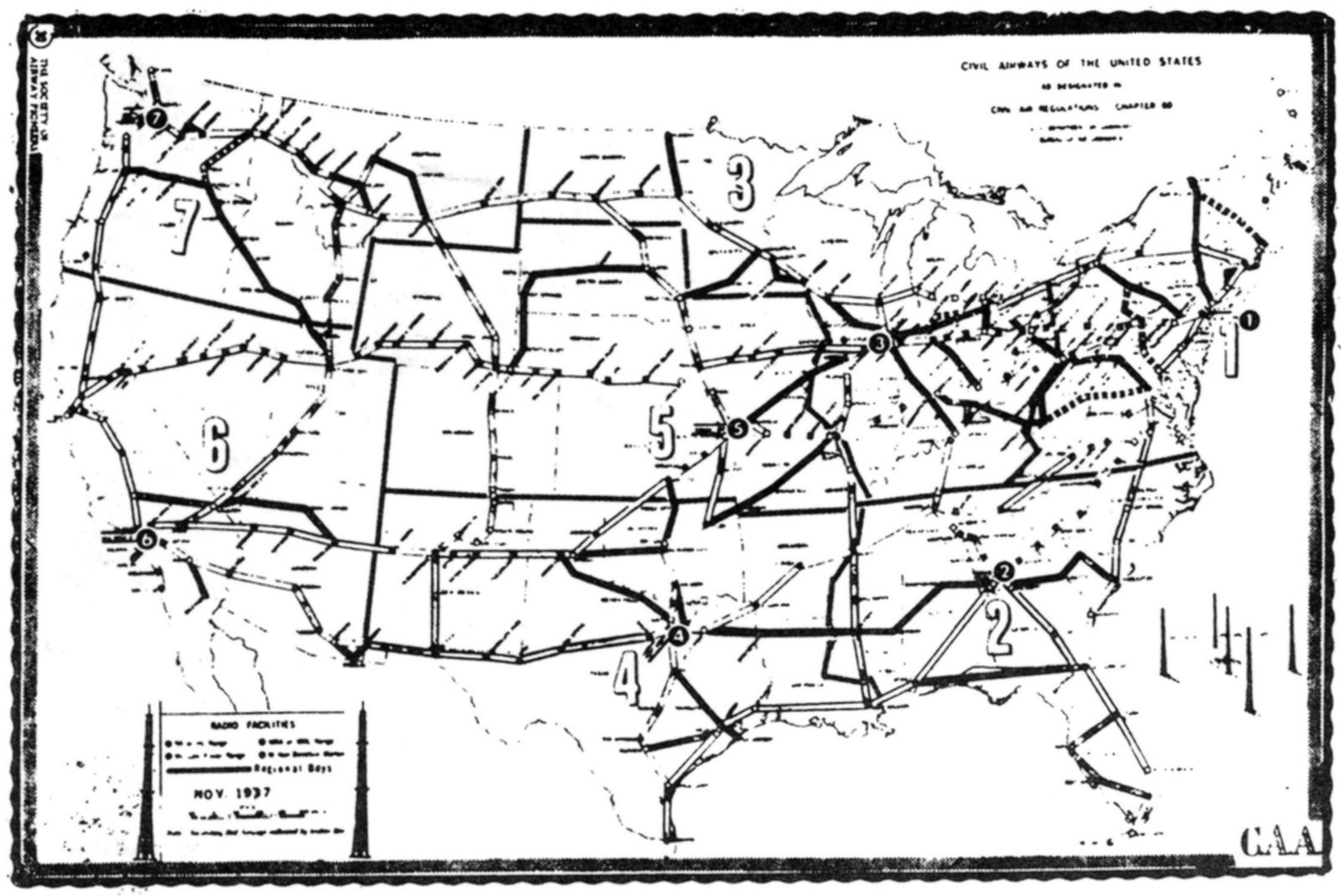 U.S. Radio Stations Map, 1937 – Air Traffic Control History